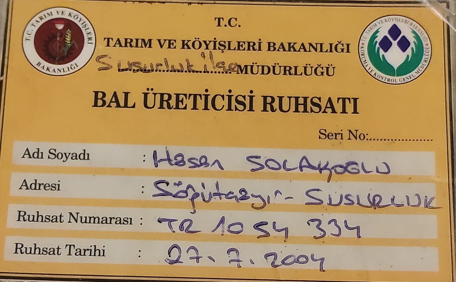 Bal Üreticisi Ruhsatı